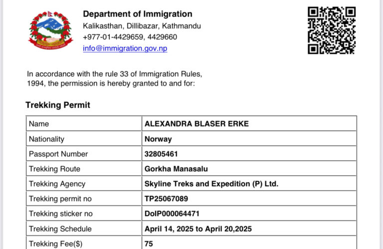 Nepal Trekking Permit Fees